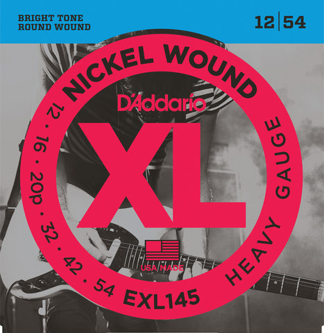 D'Addario Nickel Wound Heavy Electric Guitar Strings, 12-54