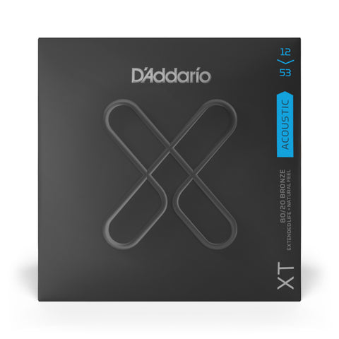 D'Addario XT 80/20 Bronze Light Acoustic Guitar Strings, 12-53