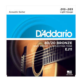 D'Addario 80/20 Bronze Light Acoustic Guitar Strings, 12-53