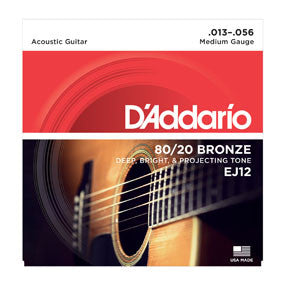 D'Addario 80/20 Bronze Medium Acoustic Guitar Strings, 13-56