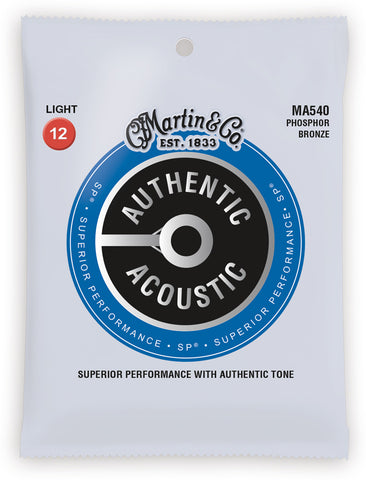 Martin Authentic Acoustic SP Phosphor Bronze Light Acoustic Guitar Strings, 12-54