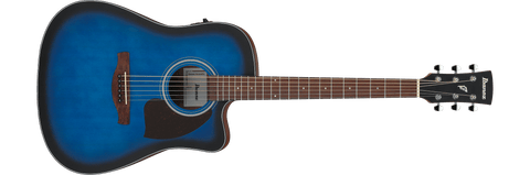 Ibanez PF50CE PF Series Open Pore Transparent Blue Sunburst Top Acoustic Electric Guitar