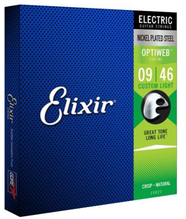 Elixir Optiweb Custom Light Nickel Plated Electric Guitar Strings, 09-46