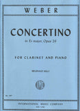 Concertino in E Flat Major, Op. 26 for Clarinet and Piano - Weber