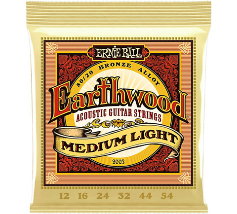 Ernie Ball Earthwood Medium-Light 80/20 Bronze Acoustic Guitar Strings, 12-54