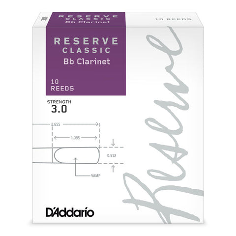 D'Addario Reserve Classic Bb Clarinet Reeds, 10-Pack