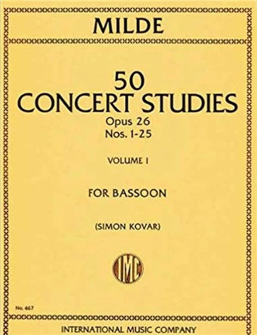 50 Concert Studies Op. 26 for Bassoon: Volume I - Milde