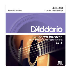 D'Addario 80/20 Bronze Custom Light Acoustic Guitar Strings, 11-52