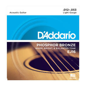 D'Addario Phosphor Bronze Light Acoustic Guitar Strings, 12-53