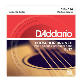 D'Addario Phosphor Bronze Medium Acoustic Guitar Strings, 13-56