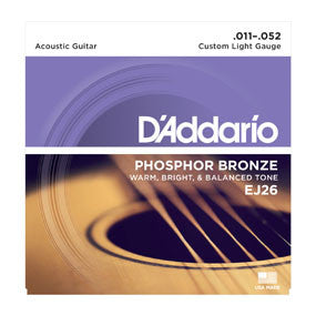 D'Addario Phosphor Bronze Custom Light Acoustic Guitar Strings, 11-52