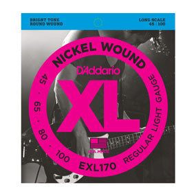 D'Addario Nickel Wound Light Bass Strings, 45-100 Long Scale