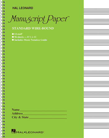 Hal Leonard Manuscript Paper- 12 Staff Wire-Bound