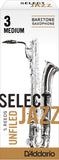 D'Addario Select Jazz Unfiled Baritone Saxophone Reeds, 5-Pack