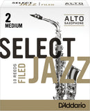 D'Addario Select Jazz Filed Alto Saxophone Reeds, 10-Pack