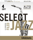 D'Addario Select Jazz Filed Alto Saxophone Reeds, 10-Pack
